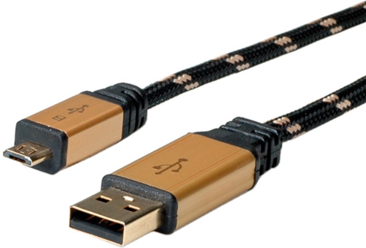 ROLINE GOLD 0,8m USB 2.0 Kabel [Stecker Typ A -<gt/> Stecker Typ Micro B]